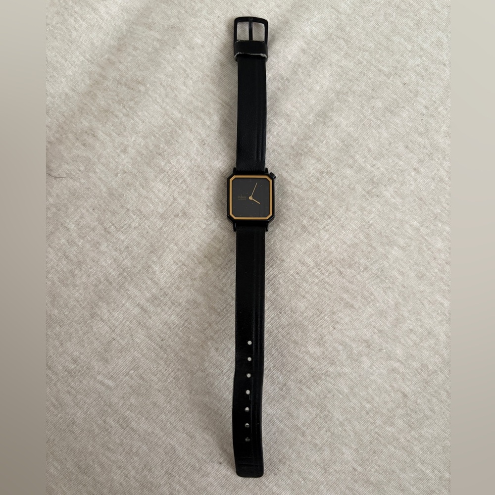 Vintage Pulsar Black and Gold Square Watch